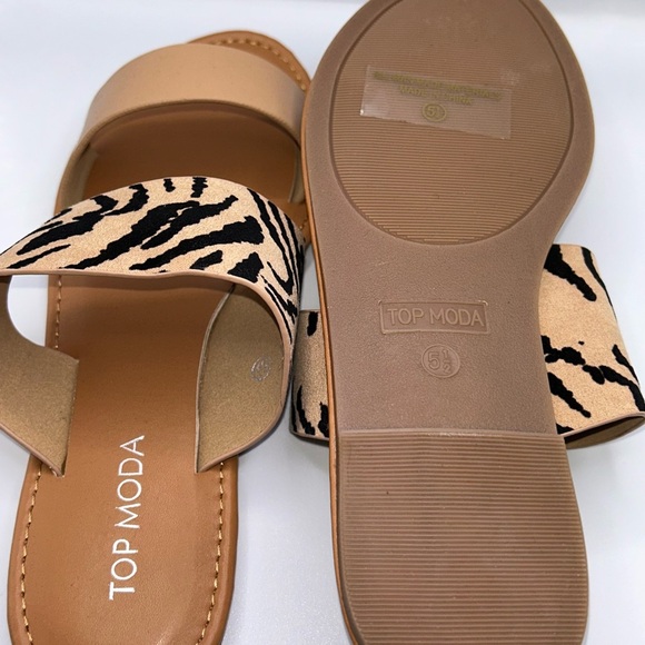 Top Moda Tan and Black Women's Sandals - Picture 2 of 4